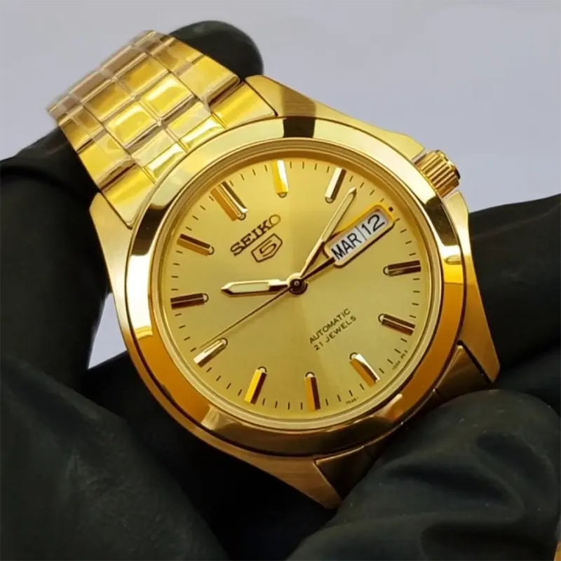 Seiko 5 Automatic Yellow Gold-tone Premium Men's Watch- SNKK20K1
